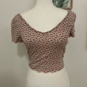 Shein Top | Floral Crop Top | Color: Pink | Size Small